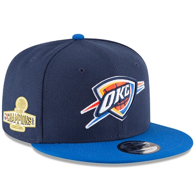 Men's New Era  Navy/Blue Oklahoma City Thunder 2025 NBA Finals Champions Side Patch Two-Tone 9FIFTY Snapback Hat
