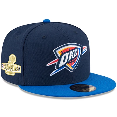 Men's New Era  Navy/Blue Oklahoma City Thunder 2025 NBA Finals Champions Side Patch Two-Tone 59FIFTY Fitted Hat