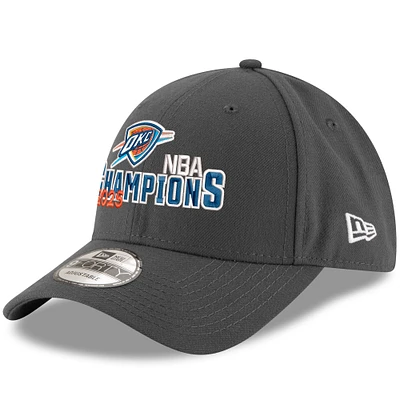 Men's New Era  Graphite Oklahoma City Thunder 2025 NBA Finals Champions Straight Text 9FORTY Adjustable Hat