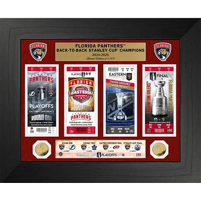 Highland Mint Florida Panthers 2025 Stanley Cup Champions 18" x 22" Deluxe Road To The Stanley Cup Ticket & Gold Coin Photo Mint