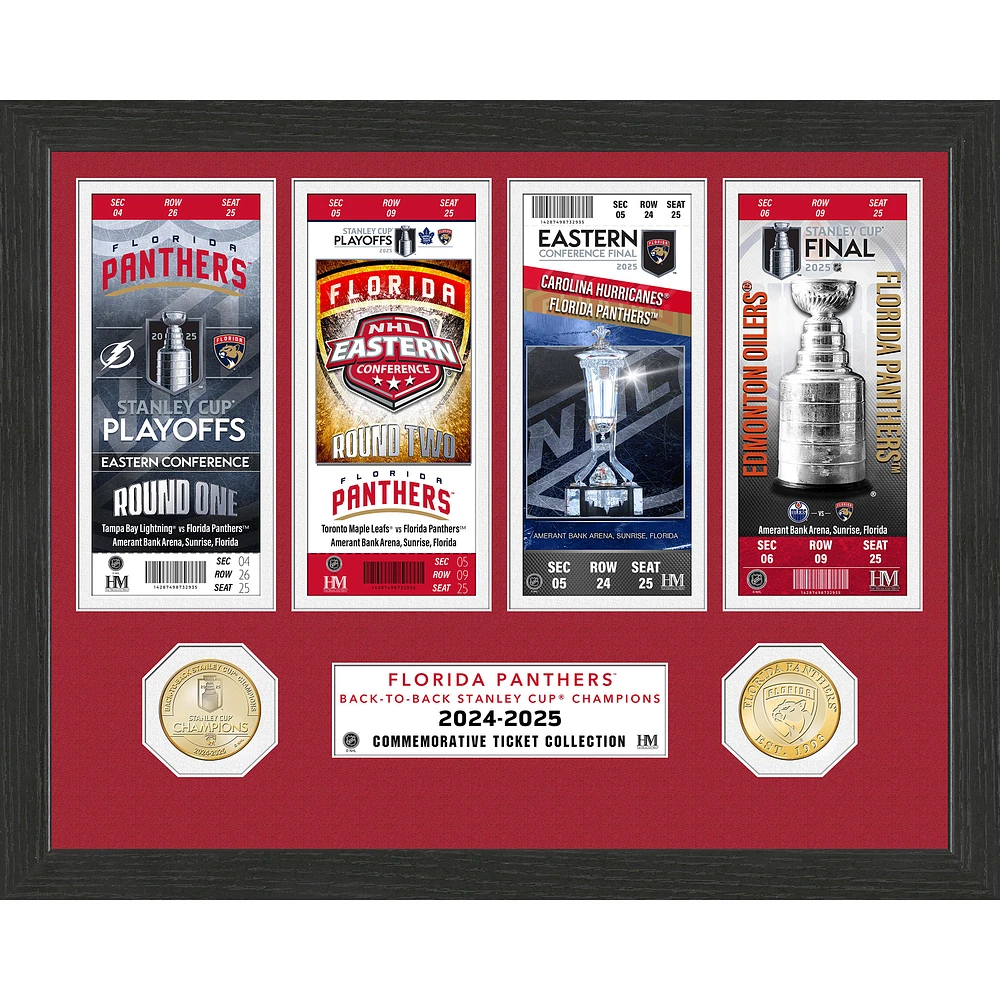 Highland Mint Florida Panthers 2025 Stanley Cup Champions 12" x 15" Road To The Stanley Cup Ticket & Bronze Coin Photo Mint