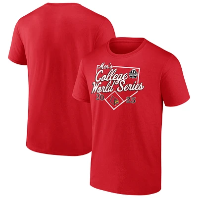 Men's Red Louisville Cardinals 2025 NCAA Baseball College World Series Bullpen Ace T-Shirt