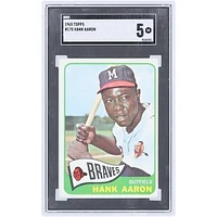 Hank Aaron Milwaukee Braves 1965 Topps #170 SGC Authenticated 5 Card