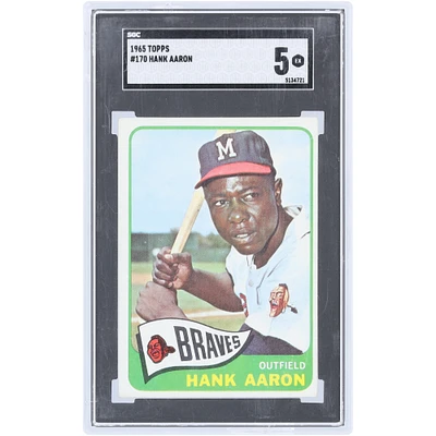 Hank Aaron Milwaukee Braves 1965 Topps #170 SGC Authenticated 5 Card