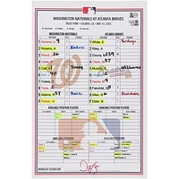 Washington Nationals Game-Used Lineup Card vs. Atlanta Braves on May 14, 2025
