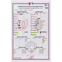 Washington Nationals Game-Used Lineup Card vs. Baltimore Orioles on May 17, 2025
