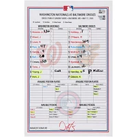 Washington Nationals Game-Used Lineup Card vs. Baltimore Orioles on May 17, 2025