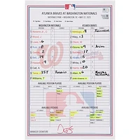 Washington Nationals Game-Used Lineup Card vs. Atlanta Braves on May 22, 2025