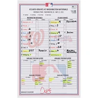 Washington Nationals Game-Used Lineup Card vs. Atlanta Braves on May 22, 2025