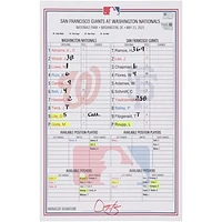 Washington Nationals Game-Used Lineup Card vs. San Francisco Giants on May 23, 2025