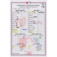 Washington Nationals Game-Used Lineup Card vs. Atlanta Braves on May 20, 2025