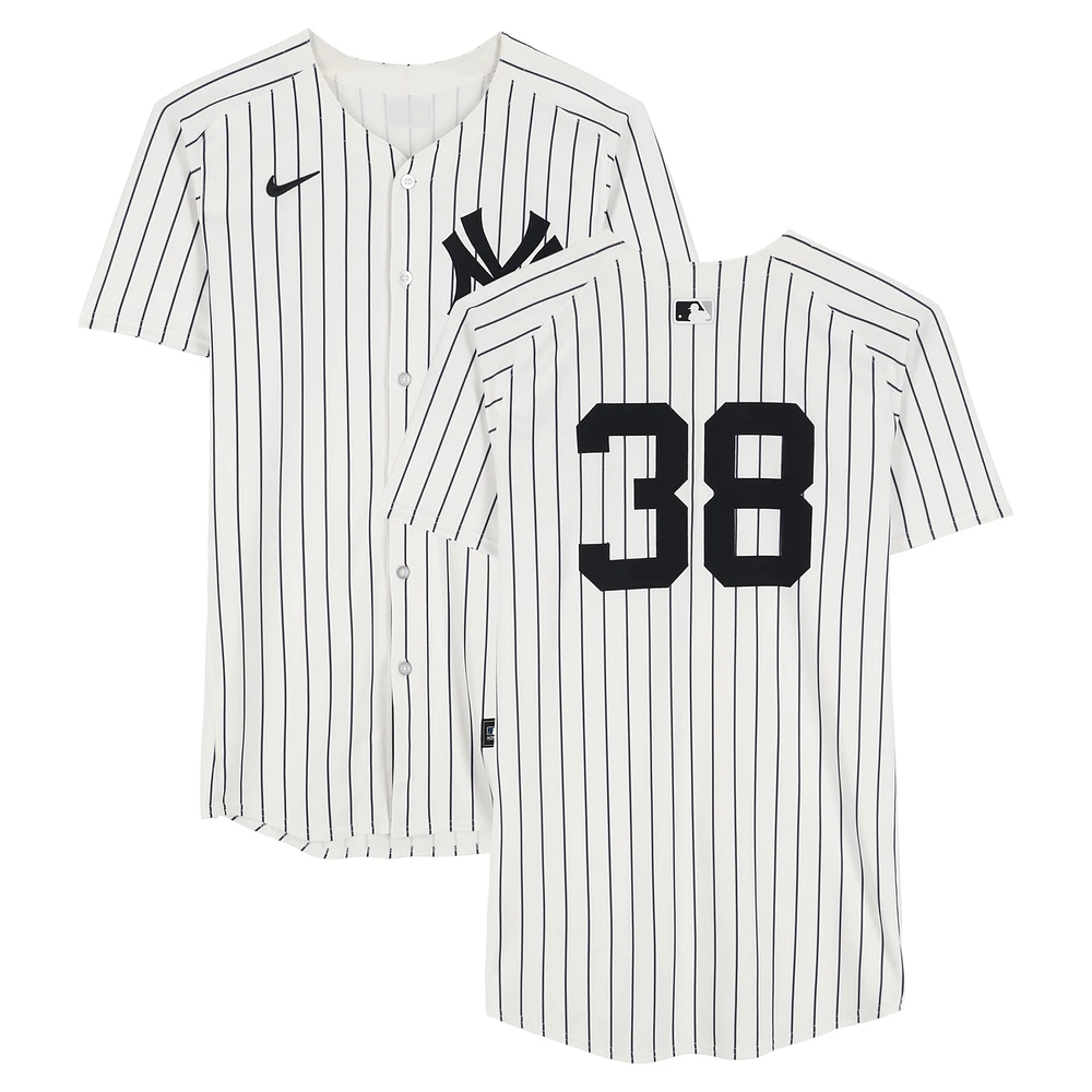 Devin Williams New York Yankees Game-Used #38 White Nike Pinstripe Jersey vs. Texas Rangers on May 22, 2025