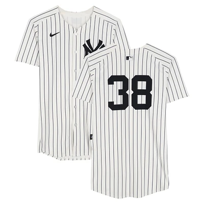 Devin Williams New York Yankees Game-Used #38 White Nike Pinstripe Jersey vs. Texas Rangers on May 22, 2025