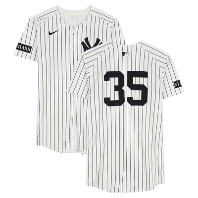 Cody Bellinger New York Yankees Game-Used #35 White Nike Pinstripe Jersey vs. New York Mets on May 18, 2025 - 3-3, HR, 6 RBI, R