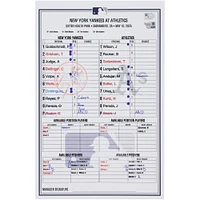 New York Yankees Game-Used Lineup Card vs. Athletics on May 10, 2025