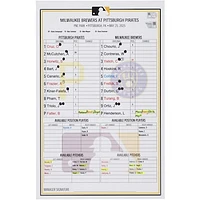 Pittsburgh Pirates Game-Used Lineup Card vs. Milwaukee Brewers on May 25, 2025