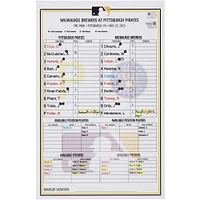 Pittsburgh Pirates Game-Used Lineup Card vs. Milwaukee Brewers on May 25, 2025