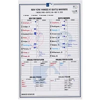 New York Yankees Game-Used Lineup Card vs. Seattle Mariners on May 13, 2025