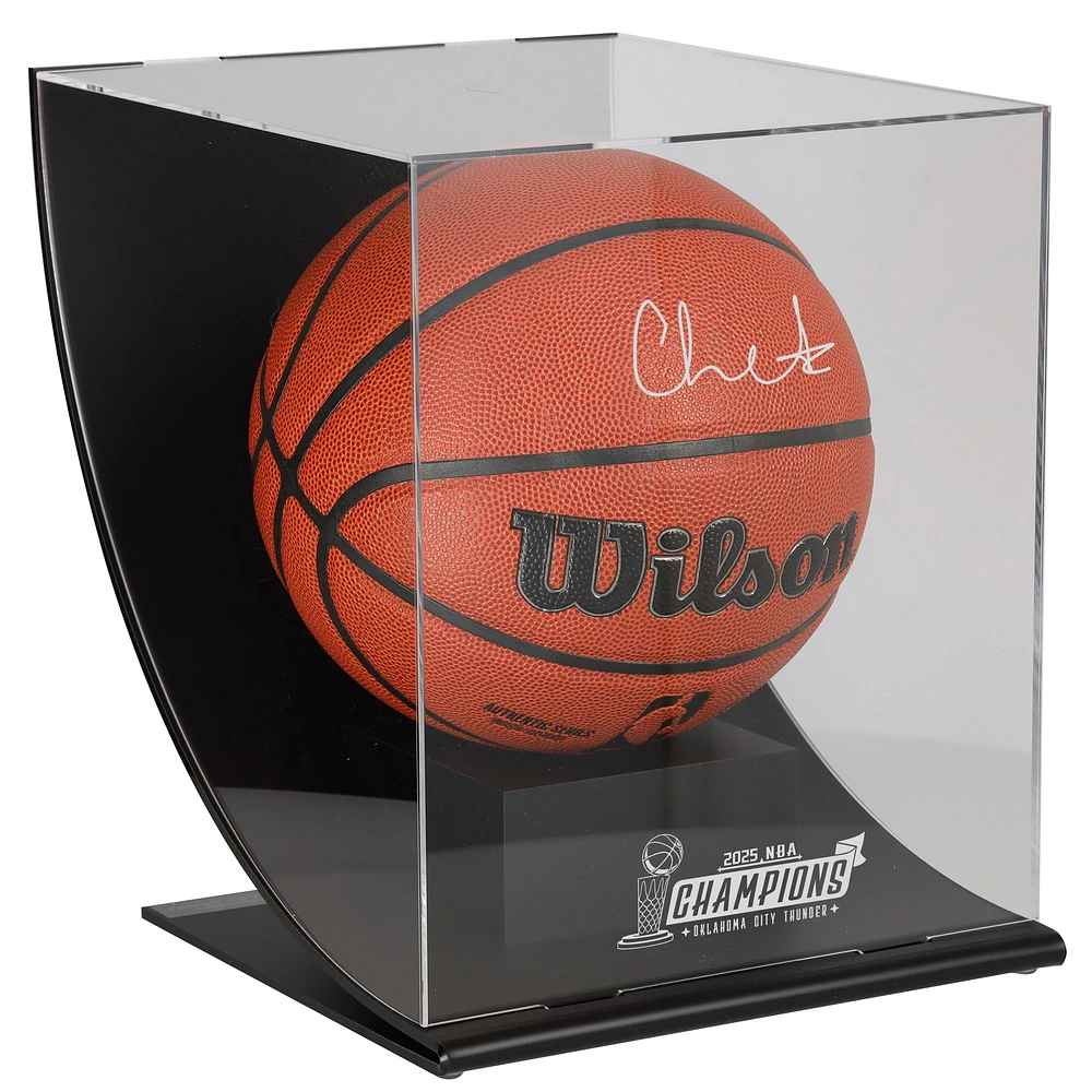 Chet Holmgren Oklahoma City Thunder Autographed Wilson Authentic Series Indoor/Outdoor Basketball with 2025 NBA Finals Champions Logo Curved Display Case