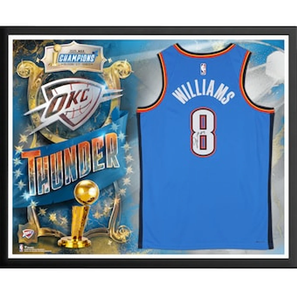 Jalen Williams Oklahoma City Thunder Autographed 2025 NBA Finals Champions Framed Nike Blue Icon Swingman Jersey Collage
