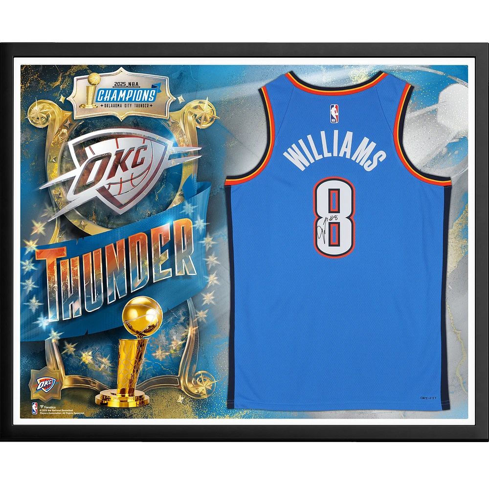 Jalen Williams Oklahoma City Thunder Autographed 2025 NBA Finals Champions Framed Nike Blue Icon Swingman Jersey Collage