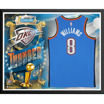 Jalen Williams Oklahoma City Thunder Autographed 2025 NBA Finals Champions Framed Nike Blue Icon Swingman Jersey Collage