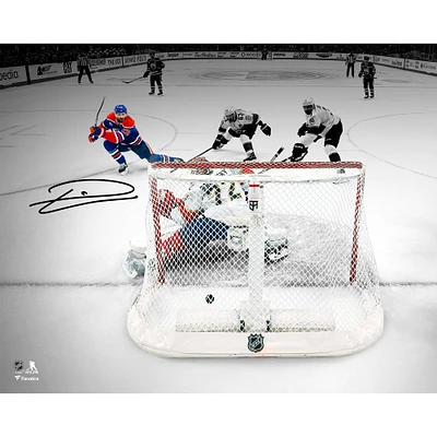 Leon Draisaitl Edmonton Oilers Autographed 16" x 20" 2025 Stanley Cup Final Game 1 Overtime Goal Spotlight Photograph