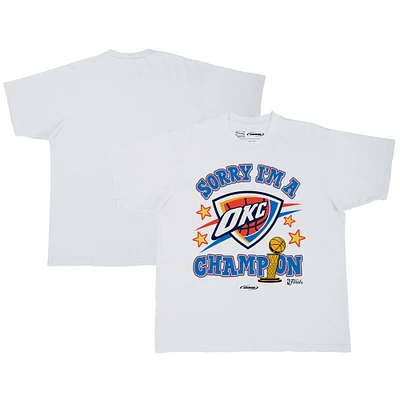 Unisex Stadium Essentials  White Oklahoma City Thunder 2025 NBA Finals Champions Sorry I'm A Champion Urban T-Shirt