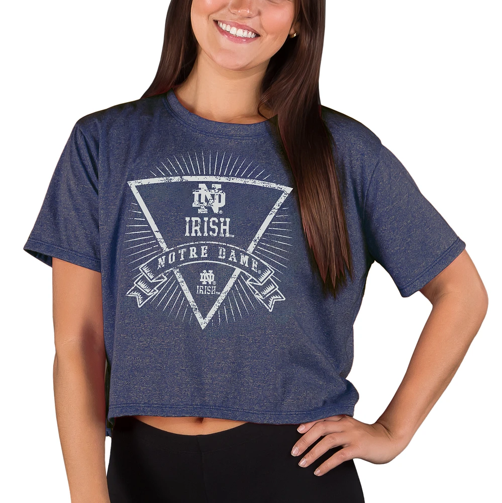 Women's Concepts Sport Navy Notre Dame Fighting Irish Quest Knit Crop Top