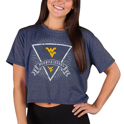 Women's Concepts Sport Navy West Virginia Mountaineers Quest Knit Crop Top