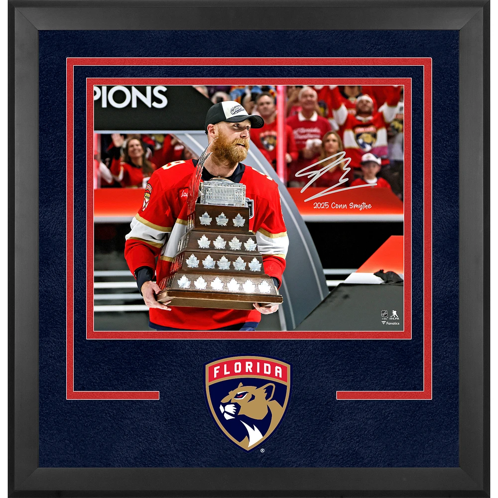 Sam Bennett Florida Panthers Autographed 2025 Stanley Cup Champions Deluxe Framed 16" x 20" Raising Conn Smythe Photograph with "2025 Conn Smythe" Inscription