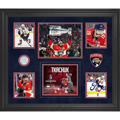 Matthew Tkachuk Florida Panthers Autographed 2025 Stanley Cup Champions Framed 20" x 24" Collage with a Piece of Game-Used Net from the 2025 Stanley Cup Final - Limited Edition of 100
