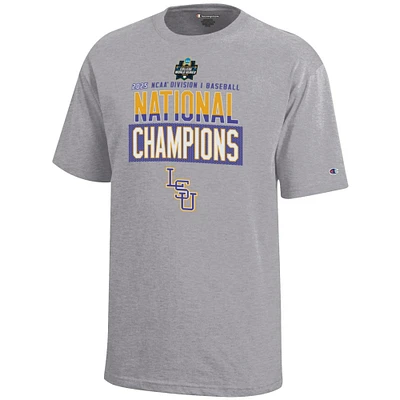 Youth Champion Gray LSU Tigers 2025 NCAA Baseball Men's College World Series Champions Locker Room T-Shirt