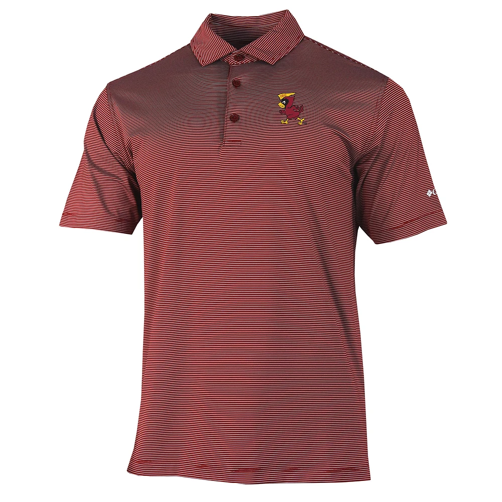Men's Columbia Cardinal Iowa State Cyclones Vault Logo Double Hit Polo