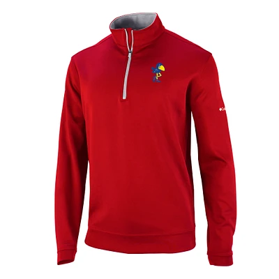 Men's Columbia Red Kansas Jayhawks Vault Logo Wickhams Hills Quarter-Zip Pullover