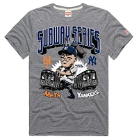 Men's Homage Aaron Judge Gray New York Yankees 2025 Subway Series Graphic Tri-Blend T-Shirt