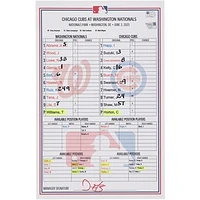 Washington Nationals Game-Used Lineup Card vs. Chicago Cubs on June 3, 2025