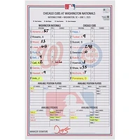 Washington Nationals Game-Used Lineup Card vs. Chicago Cubs on June 5, 2025