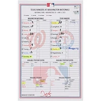 Washington Nationals Game-Used Lineup Card vs. Texas Rangers on June 6, 2025