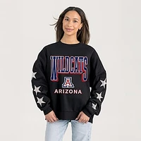 Women's Gameday Couture  Black Arizona Wildcats Relaxed Rhinestud Star Pullover Sweatshirt