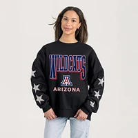 Women's Gameday Couture  Black Arizona Wildcats Relaxed Rhinestud Star Pullover Sweatshirt