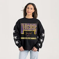 Women's Gameday Couture  Black Minnesota State Mavericks Relaxed Rhinestud Star Pullover Sweatshirt