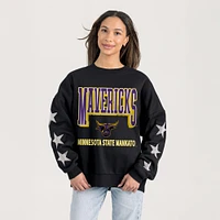 Women's Gameday Couture  Black Minnesota State Mavericks Relaxed Rhinestud Star Pullover Sweatshirt