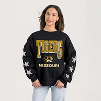 Women's Gameday Couture  Black Missouri Tigers Relaxed Rhinestud Star Pullover Sweatshirt