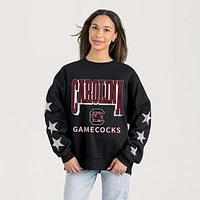 Women's Gameday Couture  Black South Carolina Gamecocks Relaxed Rhinestud Star Pullover Sweatshirt