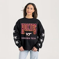 Women's Gameday Couture  Black Virginia Tech Hokies Relaxed Rhinestud Star Pullover Sweatshirt