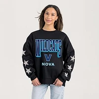Women's Gameday Couture  Black Villanova Wildcats Relaxed Rhinestud Star Pullover Sweatshirt