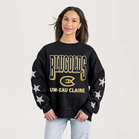 Women's Gameday Couture  Black Wisconsin Eau Claire Blugolds Relaxed Rhinestud Star Pullover Sweatshirt