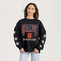 Women's Gameday Couture  Black Syracuse Orange Relaxed Rhinestud Star Pullover Sweatshirt