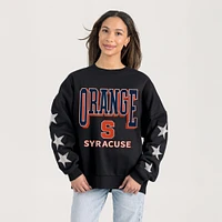 Women's Gameday Couture  Black Syracuse Orange Relaxed Rhinestud Star Pullover Sweatshirt